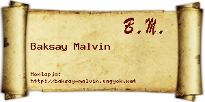 Baksay Malvin névjegykártya